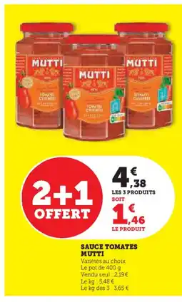 Hyper U MUTTI Sauce tomates offre