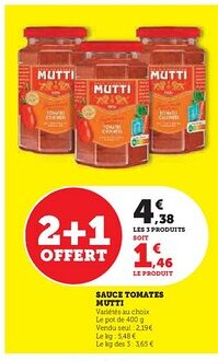 Hyper U MUTTI Sauce tomates offre