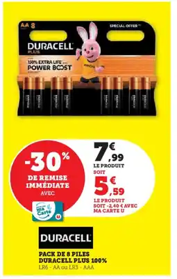 Hyper U DURACELL Pack de 8 piles offre