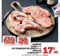 Hyper U Agneau cote ou tranche de gigot avec os a griller offre