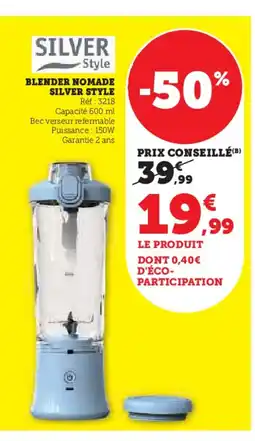 Hyper U SILVER STYLE Blender nomade offre