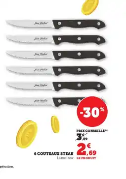 Hyper U 6 couteaux steak offre