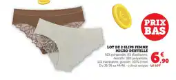 Hyper U Lot de 2 slips femme micro dentelle offre