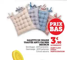 Hyper U Galette de chaise traitée anti-taches offre