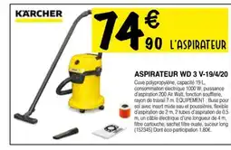 Chretien Matériaux KÄRCHER Aspirateur wd 3 v-19/4/20 offre