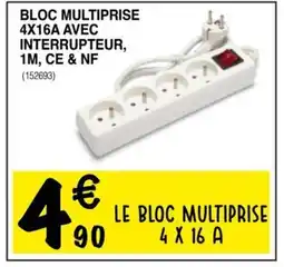 Chretien Matériaux Bloc multiprise 4x16a avec interrupteur, 1m, ce & nf offre