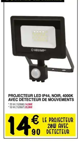 Chretien Matériaux Projecteur led ip44, noir, 4000k avec détecteur de mouvements offre
