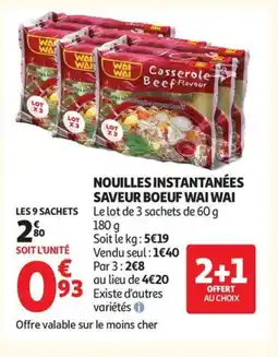 Auchan Supermarché WAI WAI Nouilles instantanées saveur boeuf offre