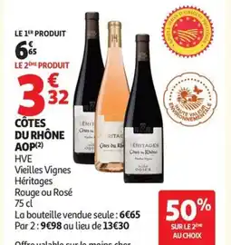 Auchan Supermarché VIEILLES VIGNES HERITAGES Côtes du rhône aop offre