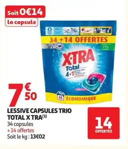 Auchan Supermarché XTRA Lessive capsules trio total offre