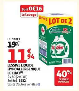 Auchan Supermarché Lessive liquide hypoallergenique offre