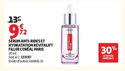 Auchan Supermarché L'ORÉAL PARIS Sérum anti-rides et hydratation revitalift filler offre