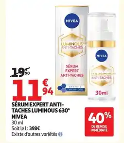 Auchan Supermarché NIVEA Sérum expert anti- taches luminous 630° offre