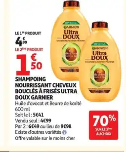 Auchan Supermarché Shampoing nourrissant cheveux bouclés à frisés ultra doux garnier offre