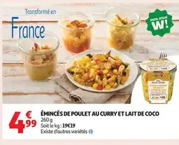 Auchan Supermarché Émincés de poulet au curry et lait de coco offre