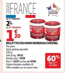 Auchan Supermarché BORDEAU CHESNEL Rillettes du mans offre