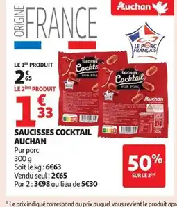 Auchan Supermarché AUCHAN Saucisses cocktail offre