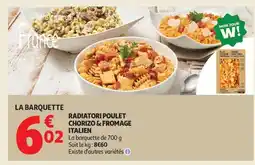 Auchan Supermarché Radiatori poulet chorizo & fromage italien offre