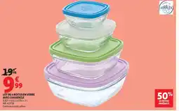 Auchan Supermarché Lot de 4 boites en verre avec couvercle offre