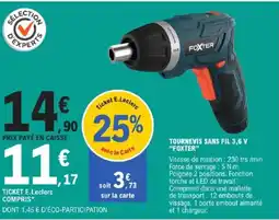 E.Leclerc Brico FOXTER Tournevis sans fil 3,6 v offre