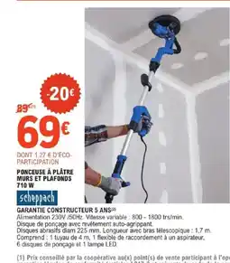 E.Leclerc Brico SCHEPPACH Ponceuse à plâtre murs et plafonds offre