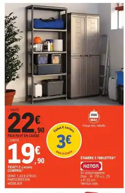 E.Leclerc Brico KETER Étagère 5 tablettes offre