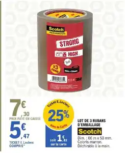 E.Leclerc Brico SCOTCH Lot de 3 rubans d'emballage offre