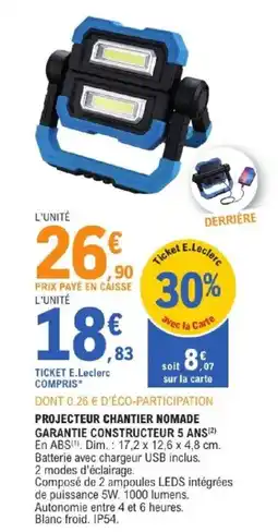 E.Leclerc Brico Projecteur chantier nomade offre