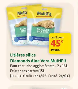 Maxi Zoo MULTIFIT Litières silice Diamonds Aloe Vera offre