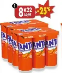 Maximo Lot de 2 packs de 6 boîtes de Fanta orange sans sucres offre