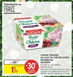 Intermarché Hyper Yaourt Brassé au Lait de Chèvre Mûre-Framboise Soignon offre