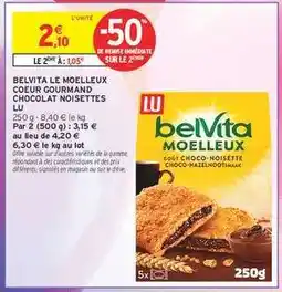 Intermarché Hyper BELVITA LE MOELLEUX COEUR GOURMAND CHOCOLAT NOISETTES LU offre