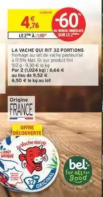 Intermarché Hyper LA VACHE QUI RIT 32 PORTIONS offre