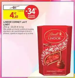 Intermarché Hyper LINDOR CORNET LAIT LINDT offre