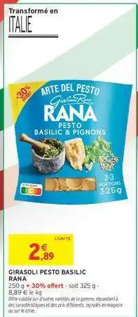 Intermarché GIRASOLI PESTO BASILIC RANA offre