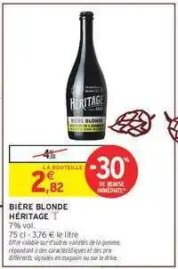 Intermarché Hyper BIÈRE BLONDE HERITAGE offre