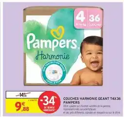 Intermarché Hyper Couches Harmonie Géant T4x36 Pampers offre