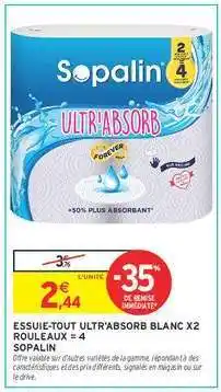 Intermarché ESSUIE-TOUT ULTR'ABSORB BLANC X2 offre