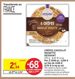 Intermarché Express Dessaint crêpes chocolat noisette offre