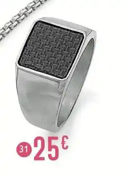 E.Leclerc Bague chevalière en acier et carbone offre