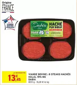 Intermarché Express Viande bovine: 8 steaks hachés halal 15% mg offre