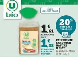 U Express U - pain de mie sandwich nature bio offre