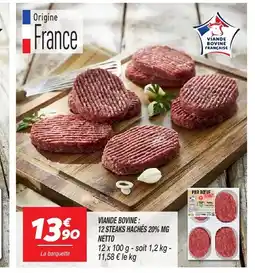Netto NETTO Viande bovine: 12 steaks hachés 20% mg offre