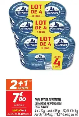 Netto PETIT NAVIRE Thon entier au naturel démarche responsable offre