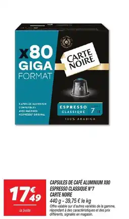 Netto CARTE NOIRE Capsules de café aluminium x80 espresso classique n°7 offre