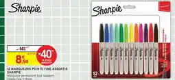 Intermarché SHARPIE 12 marqueurs pointe fine assortis offre
