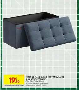 Intermarché Pouf de rangement rectangulaire assise boutonnee offre