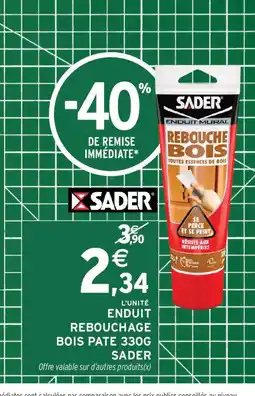 Intermarché SADER Enduit rebouchage bois pate offre