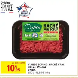 Intermarché Hyper DABIA Viande bovine: haché vrac halal 15% mg offre