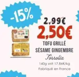 Naturalia TORSOLIA Tofu grillé sésame gingembre offre